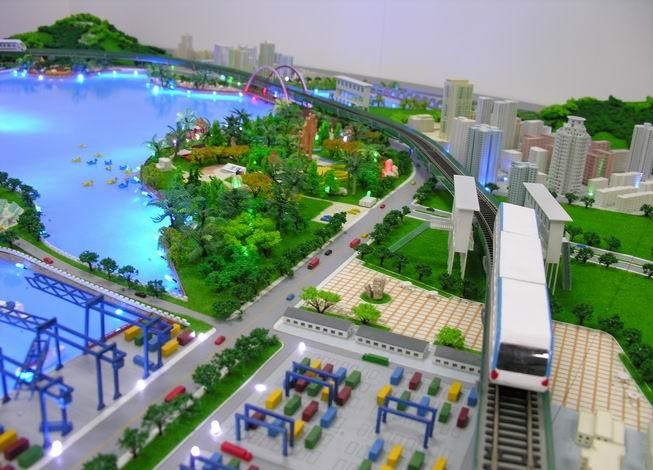 胡杨河市港口沙盘